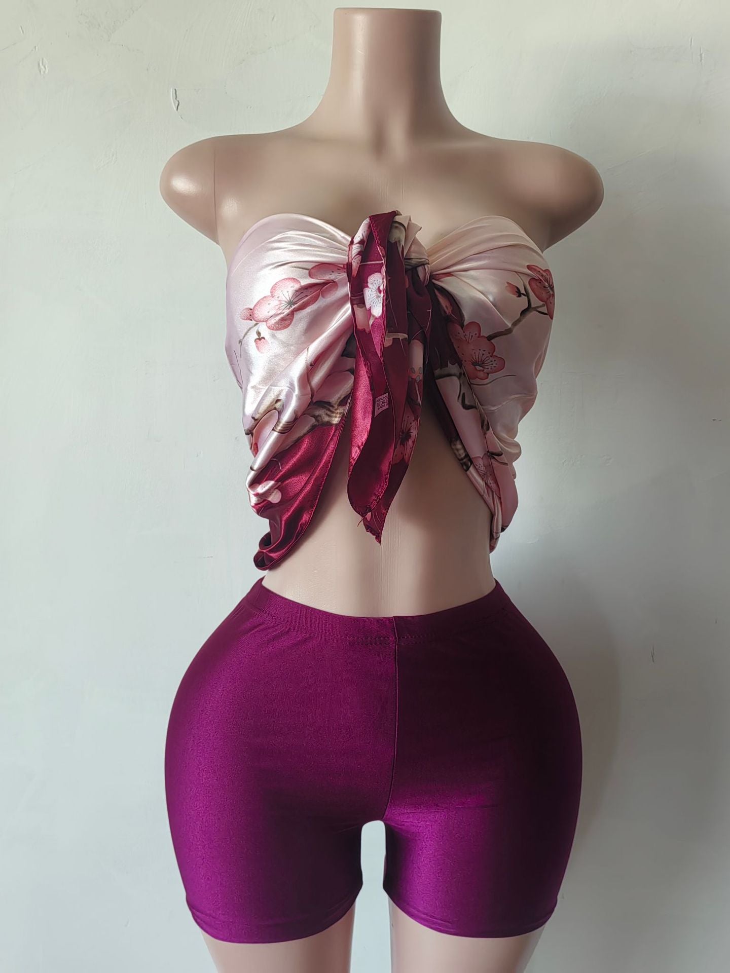 Fashion Strapless Sexy Two Piece Shorts Set 9