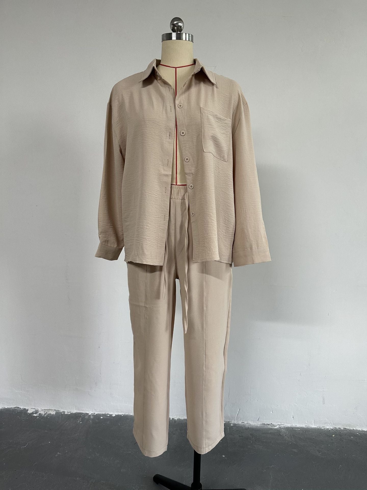 Plus Size Women's Fall Casual Loose Shirt Coat Cropped Sport Harem Pants Two-Piece Set 21