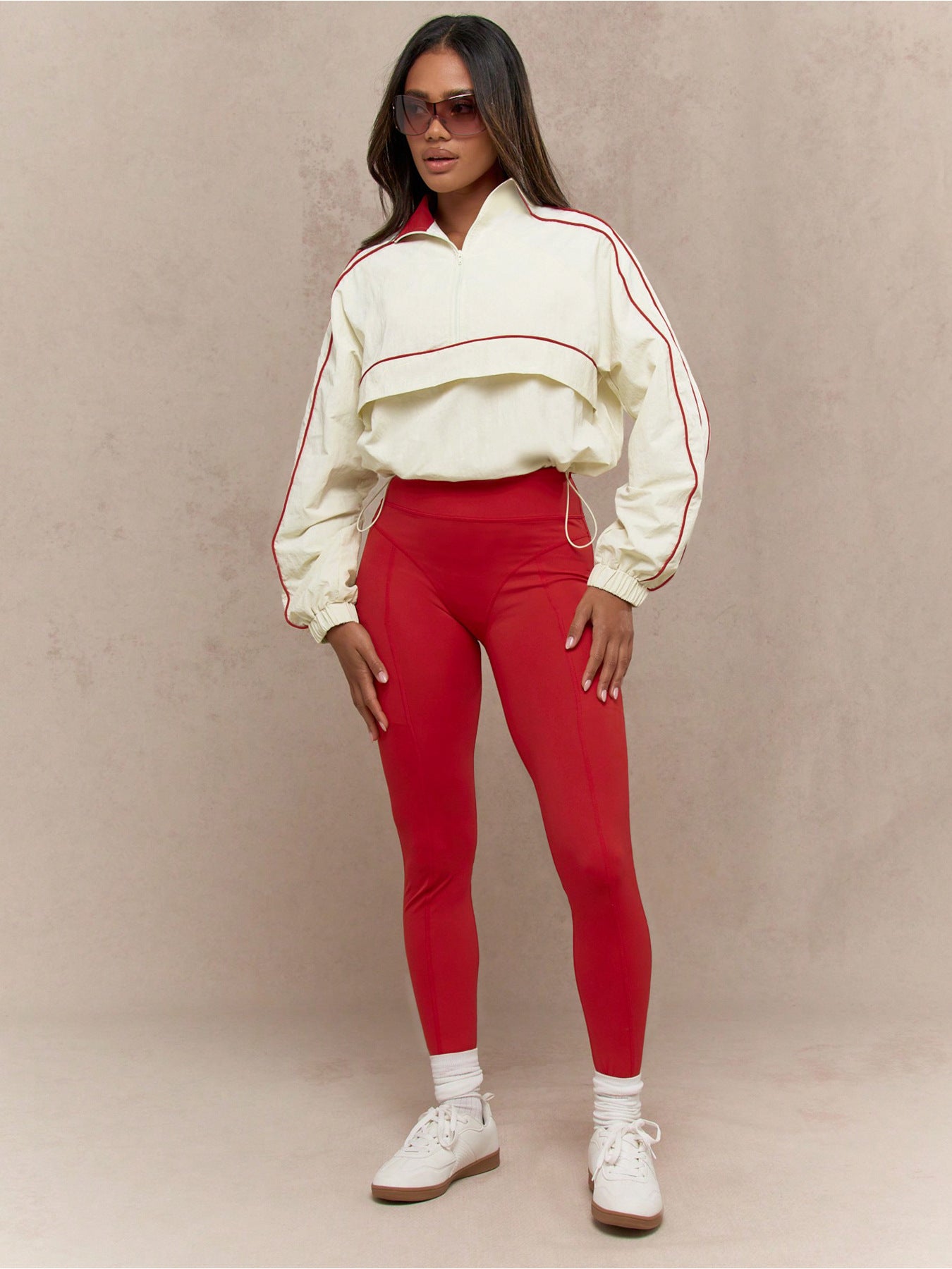 Women drawstring top yoga pants sports casual two-piece set 4