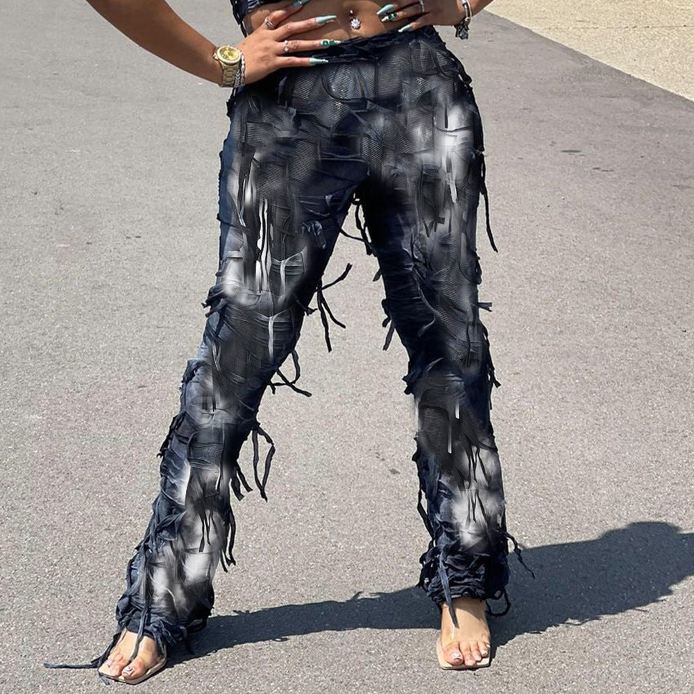 Women Style Tie Dye Tassel Casual Pants 3
