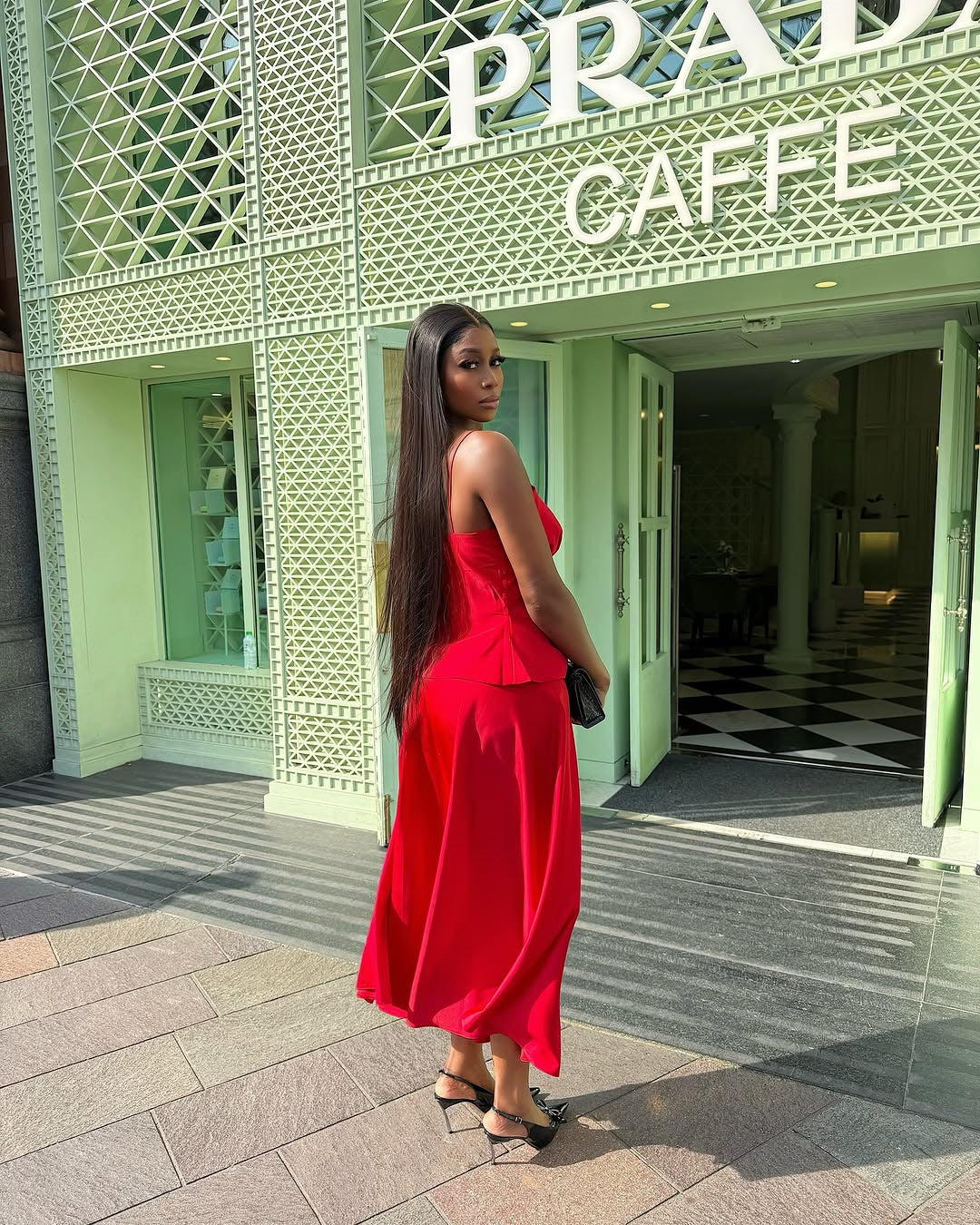 Women's Summer Sexy Lace-Up Straps Top & High-Waist Skirt Two Piece Set 4