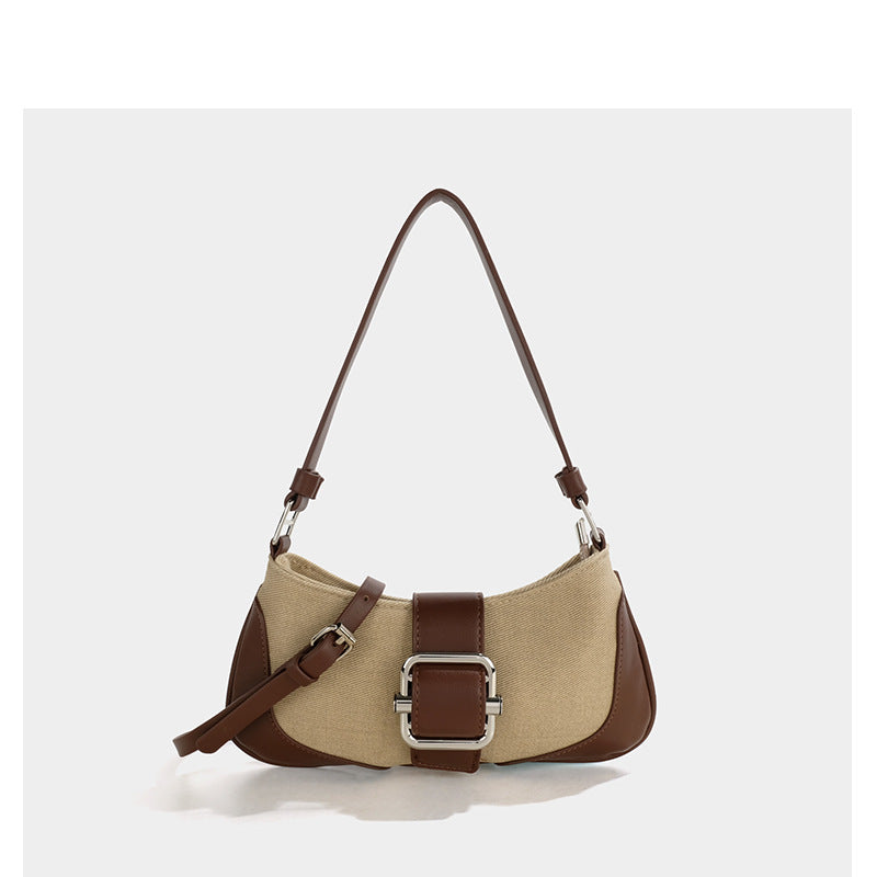 Women Vintage Patchwork Baguette Chic Shoulder Bag 10