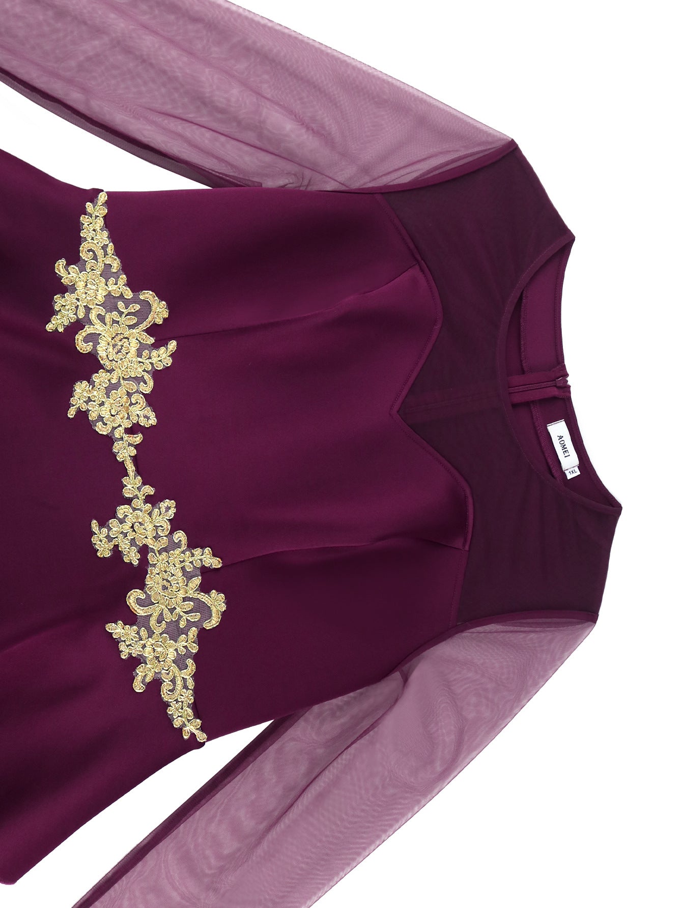 Plus Size See Through Long Sleeve Ruffle Bodycon Dress 11