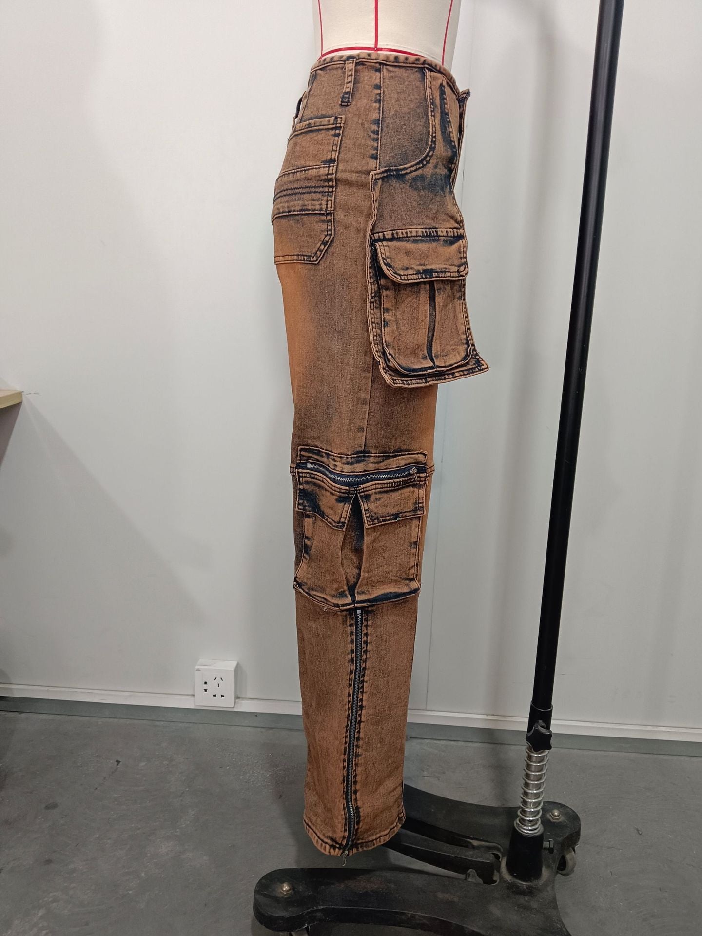 Stylish Casual Patchwork Multi-Pocket Denim Pants 18