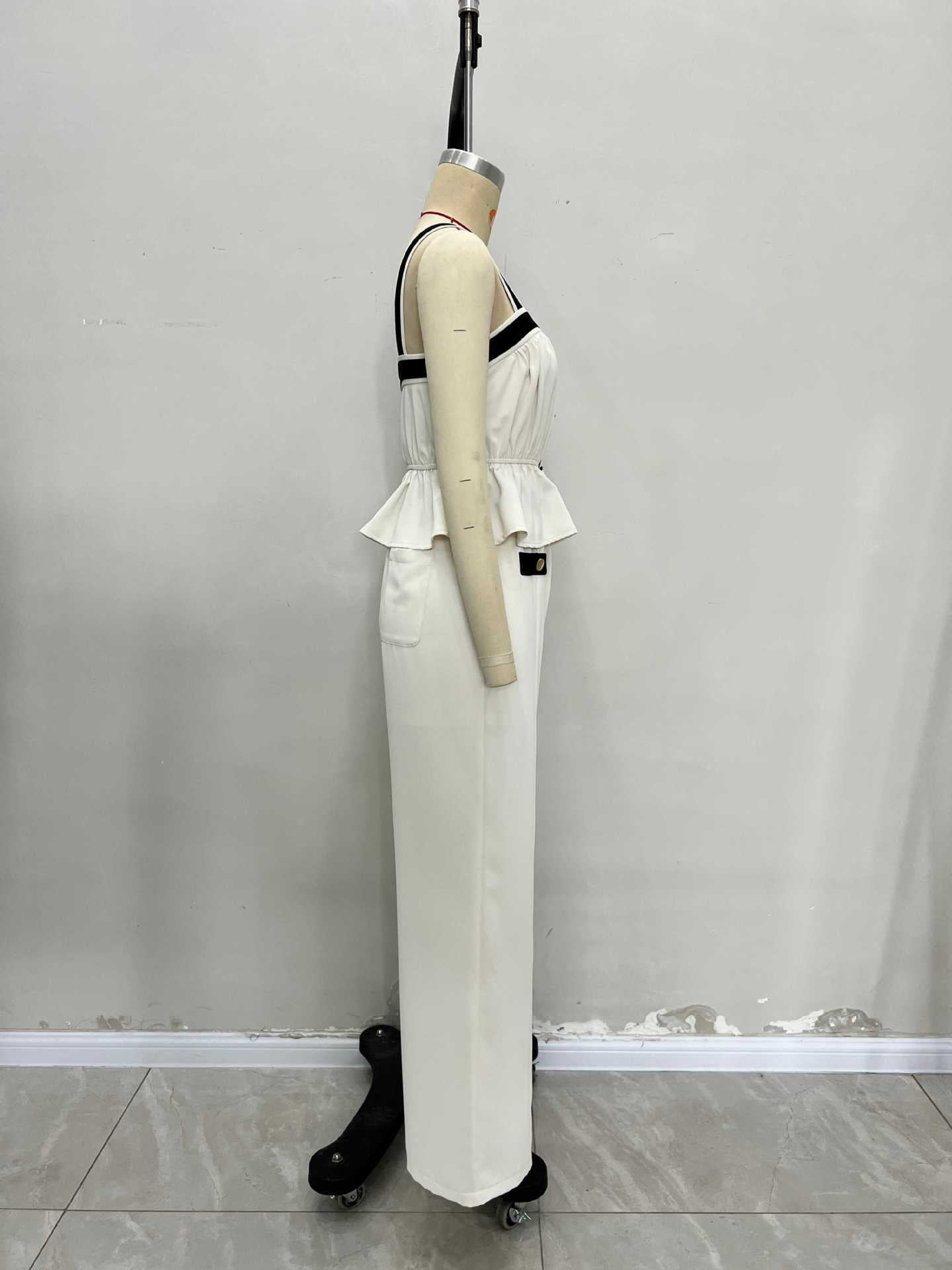 contrast color  Square neck camisole pants fashion women's suit 6