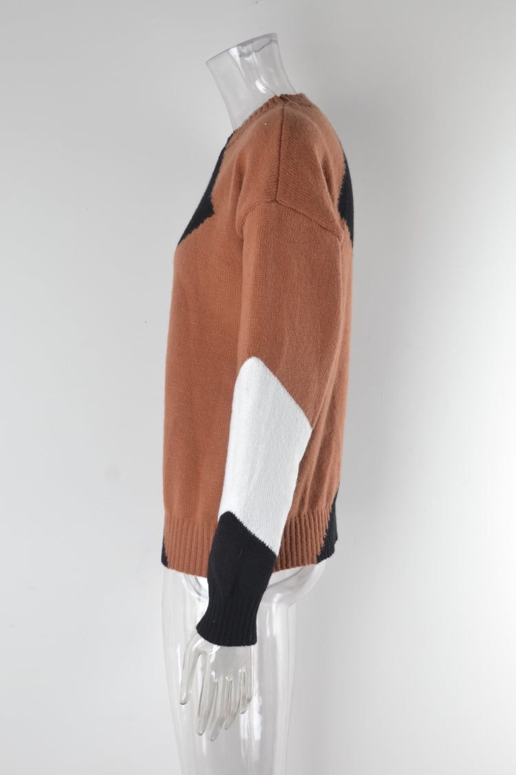 Winter Basic Diamond Pullover Sweater Long Sleeve Round Neck Hipster Plus Size Knitting Shirt 8