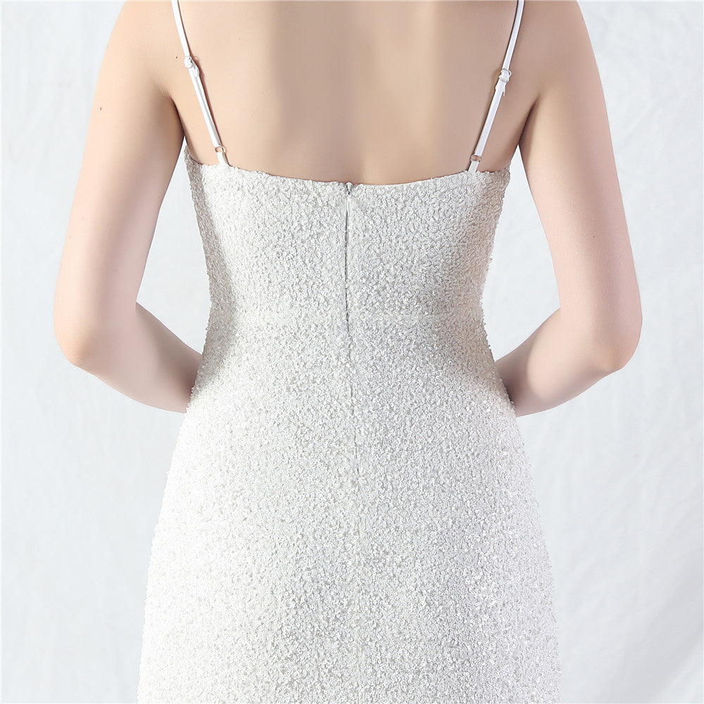 Elegant Strap V-Neck Sequined Evening Dress 39