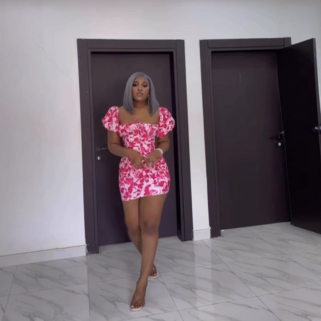 Women Sexy Backless Printed Dress 7