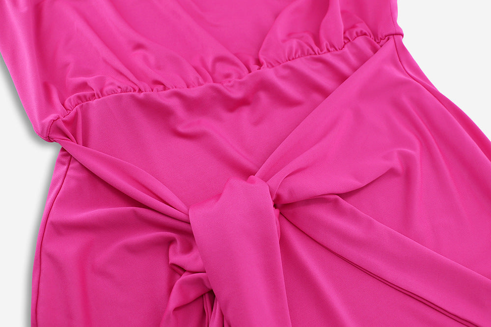 Women's Summer Sexy Slash Shoulder Lace-Up Bodycon Dress 20