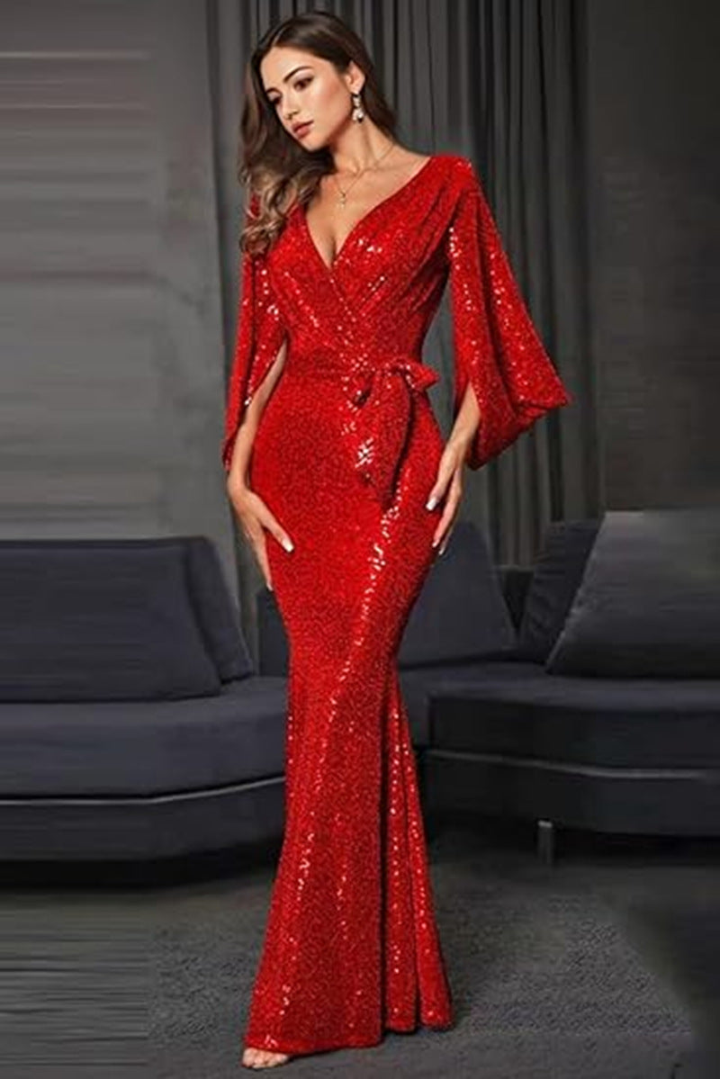 Bride Dress Sexy Slit Sequin Mermaid Long Evening Dress