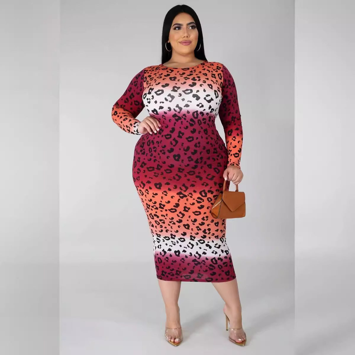 Women's Multicolor Gradient Plus Size Long Dress