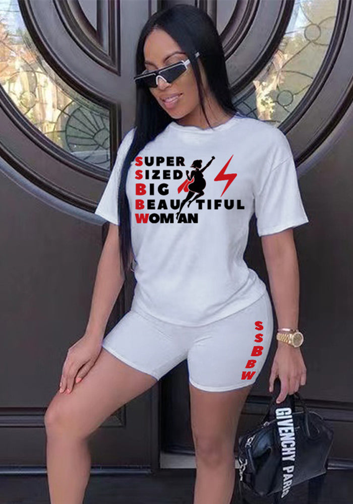 Plus Size Women's T-Shirt Shorts Set Tracksuit Two-Piece