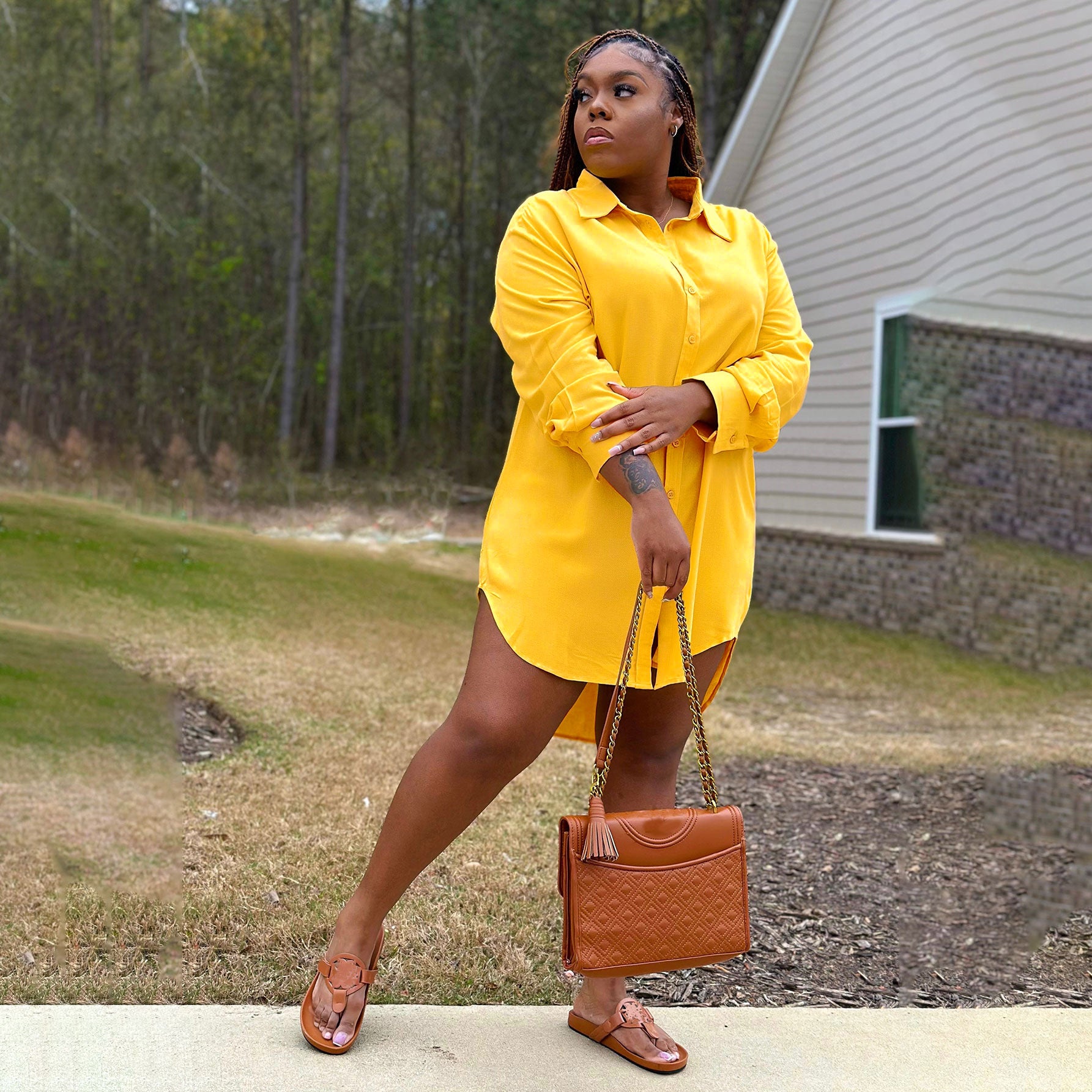 Spring Sexy Solid Color Shirt Dress Loose Long Sleeve Shirt Dress 4