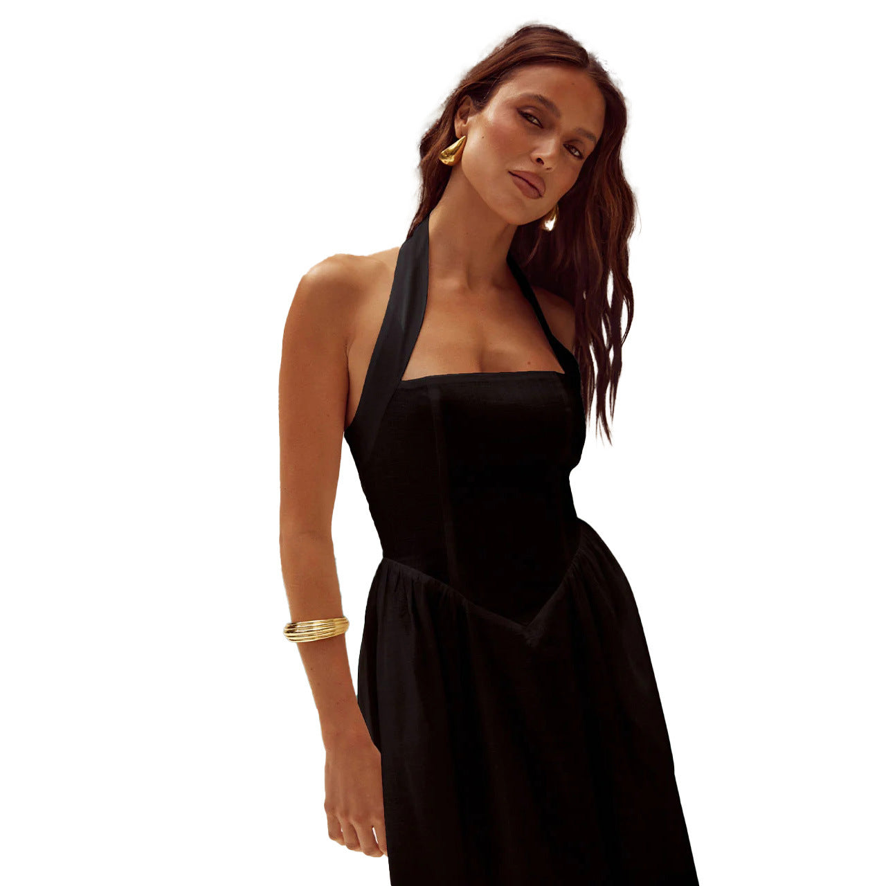 Women's Summer Fashion Chic Low Back Wide Strap Halter Neck Dress 18