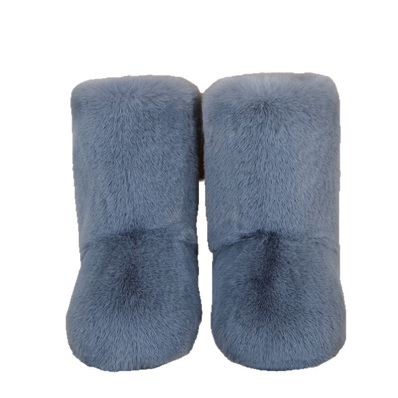 Casual Furry Boots Autumn Winter Warm Mid-Calf Boots Trend Style Women's Snow Boots 4