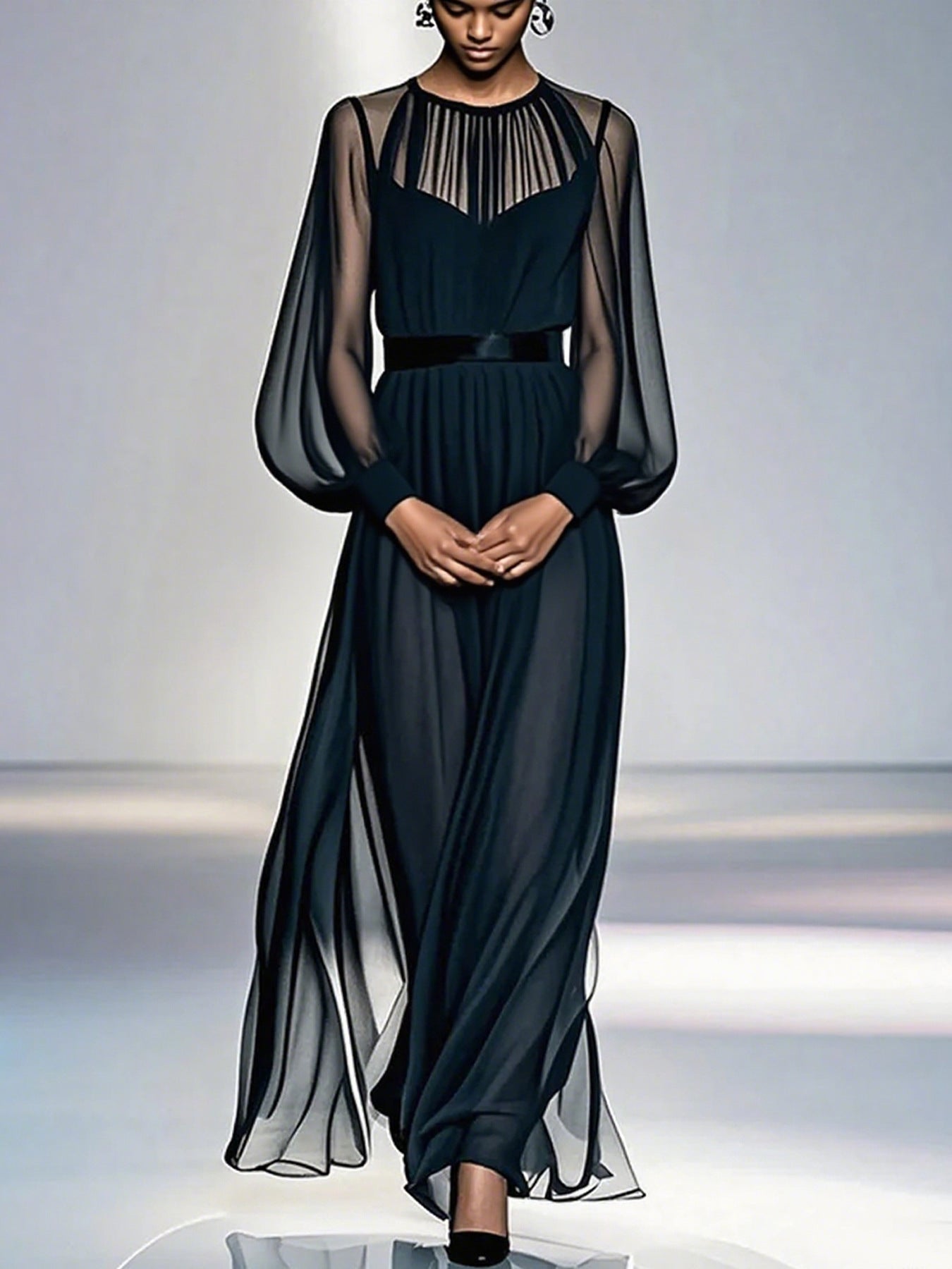 Women Fall/Winter French-Style Black Dress 5