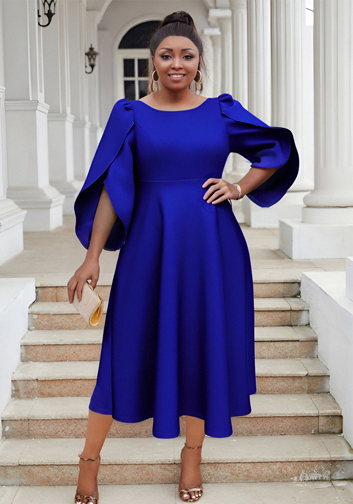 Plus Size Women Party Ruffle Sleeve Dress