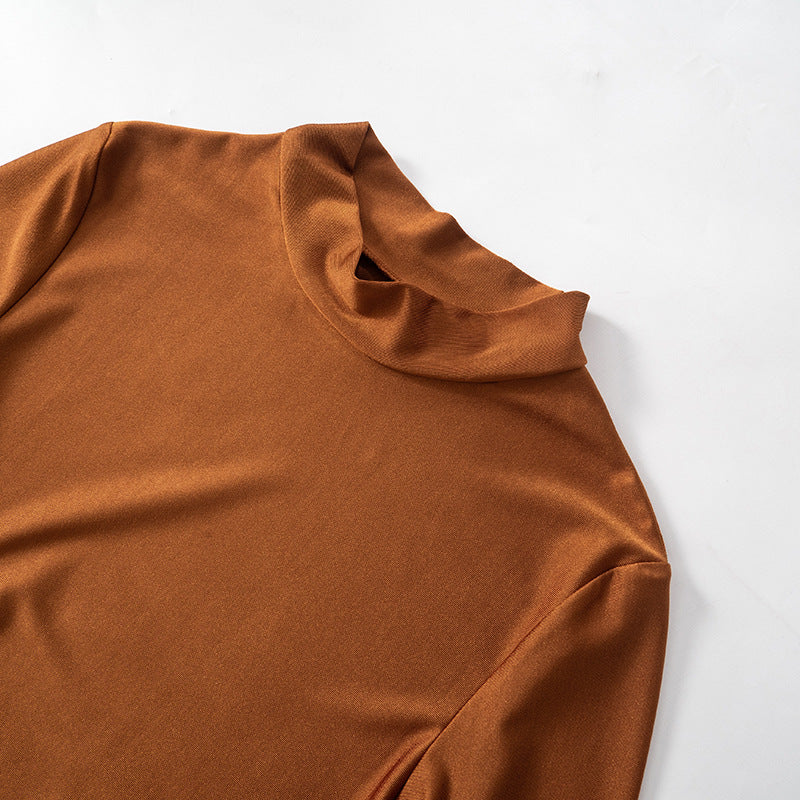 Women solid autumn long-sleeved Patchwork Lace-Up dress 10