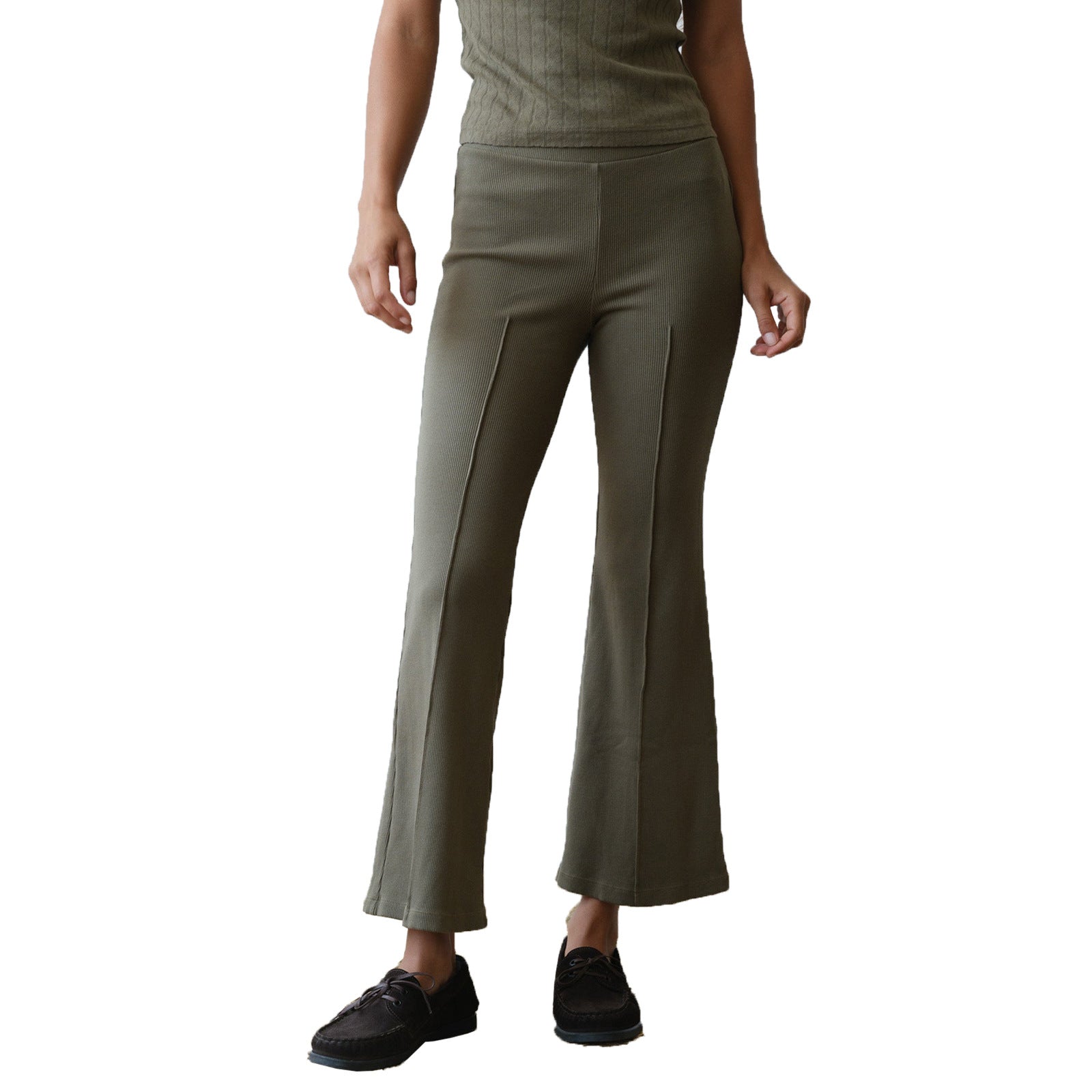 Women Casual Ribbed Bell Bottom Pant 16