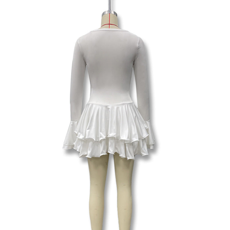 Summer Sexy Single-Button Bell Sleeve Slim Waist Mini Dress 24