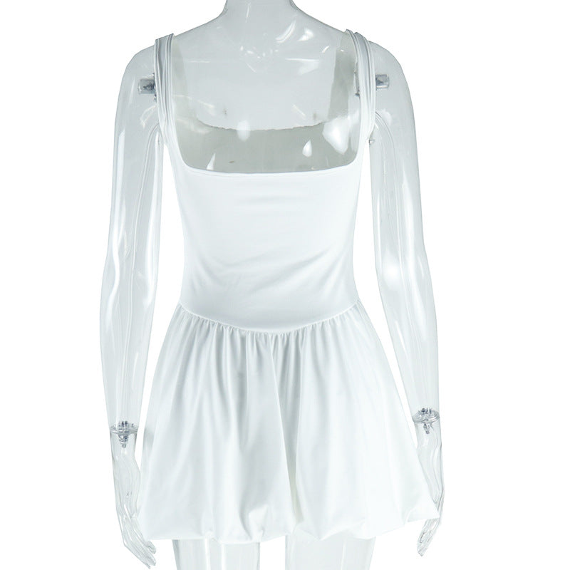 Women's Solid Color Sexy Strap Sleeveless Low Back Casual A-Line Dress 10