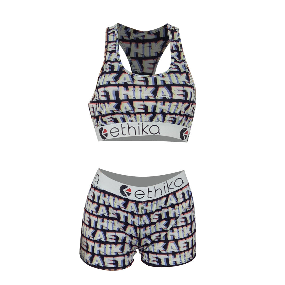 Women Summer Cartoon Printed Top and Shorts Two-piece Set 18