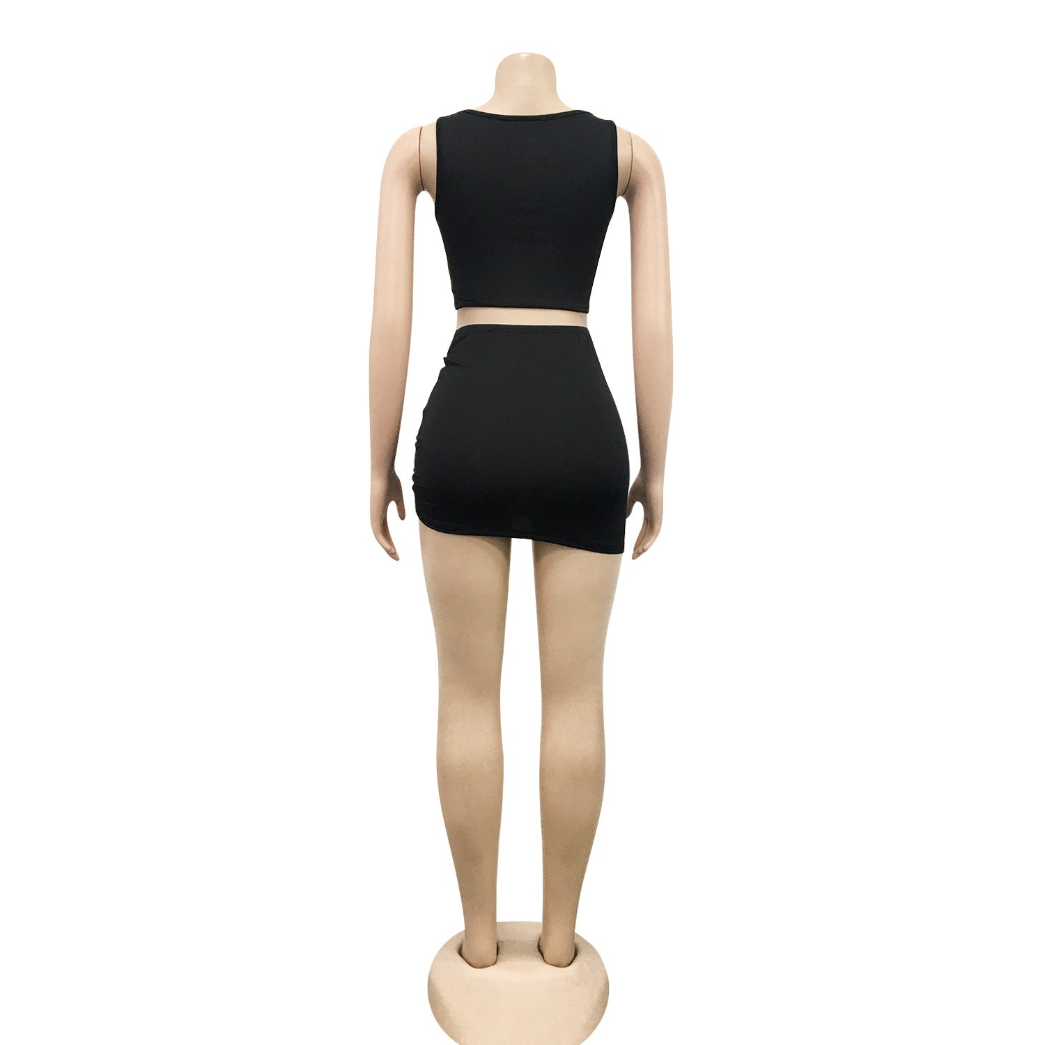 Women Sexy Lace-Up Tank and Skirt Two-Piece Set 11