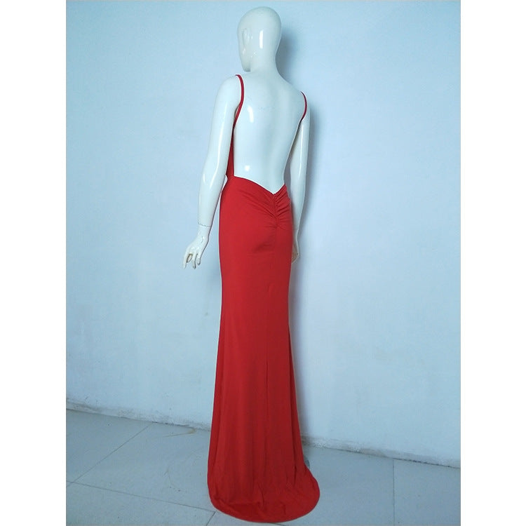 Women 's Fashionable Sexy Strap Low Back Long Cocktail Evening Dress 22