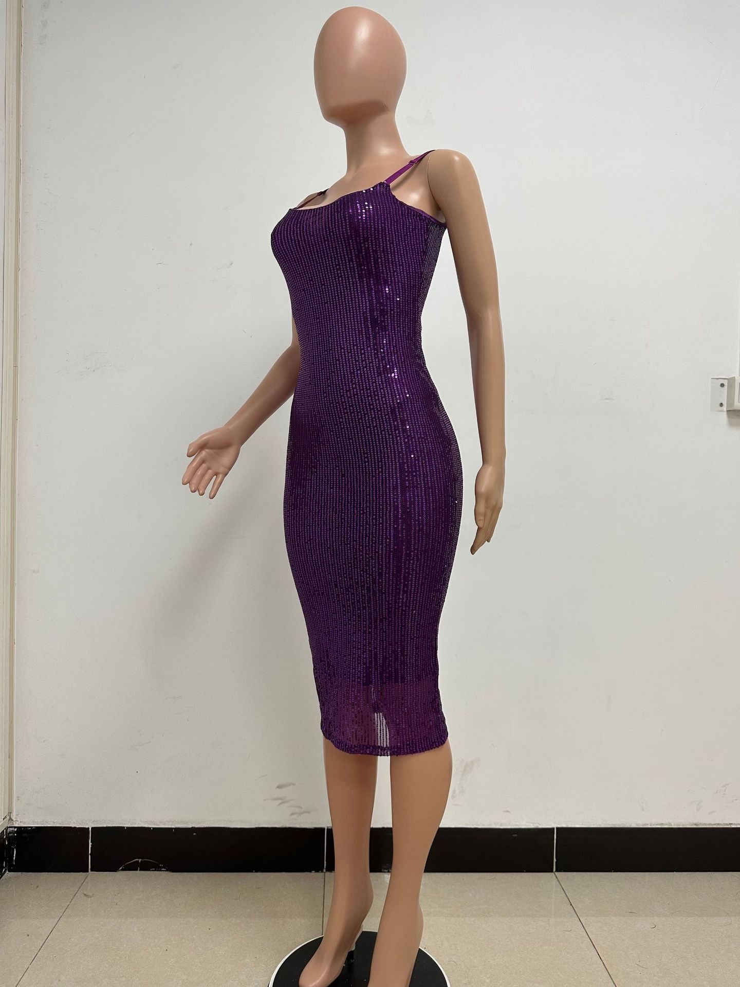 Summer Women's Sleeveless Low Back Straps Sequin Party Dress 56