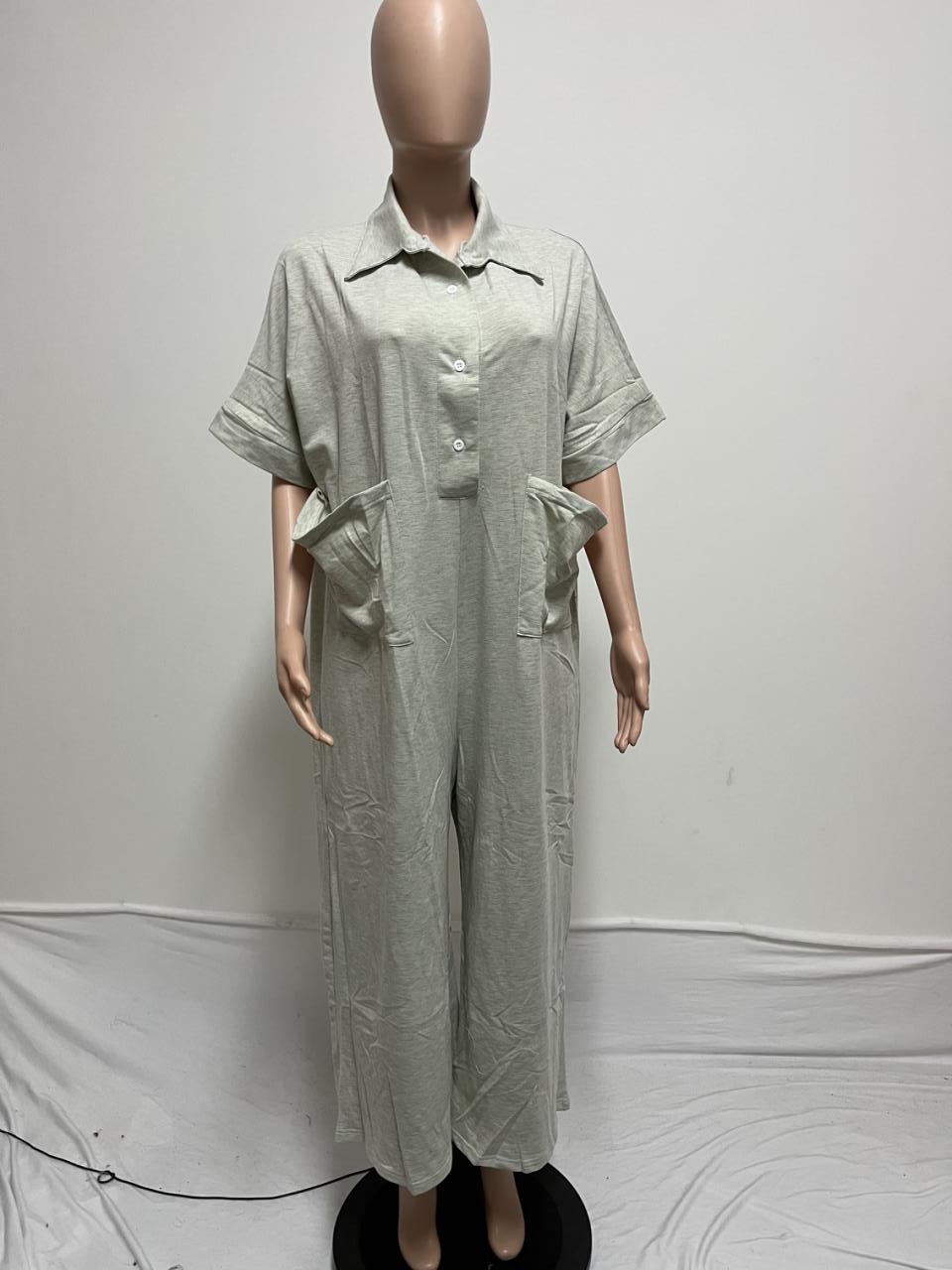 Women White Loose Short Sleeve Jumpsuit 4