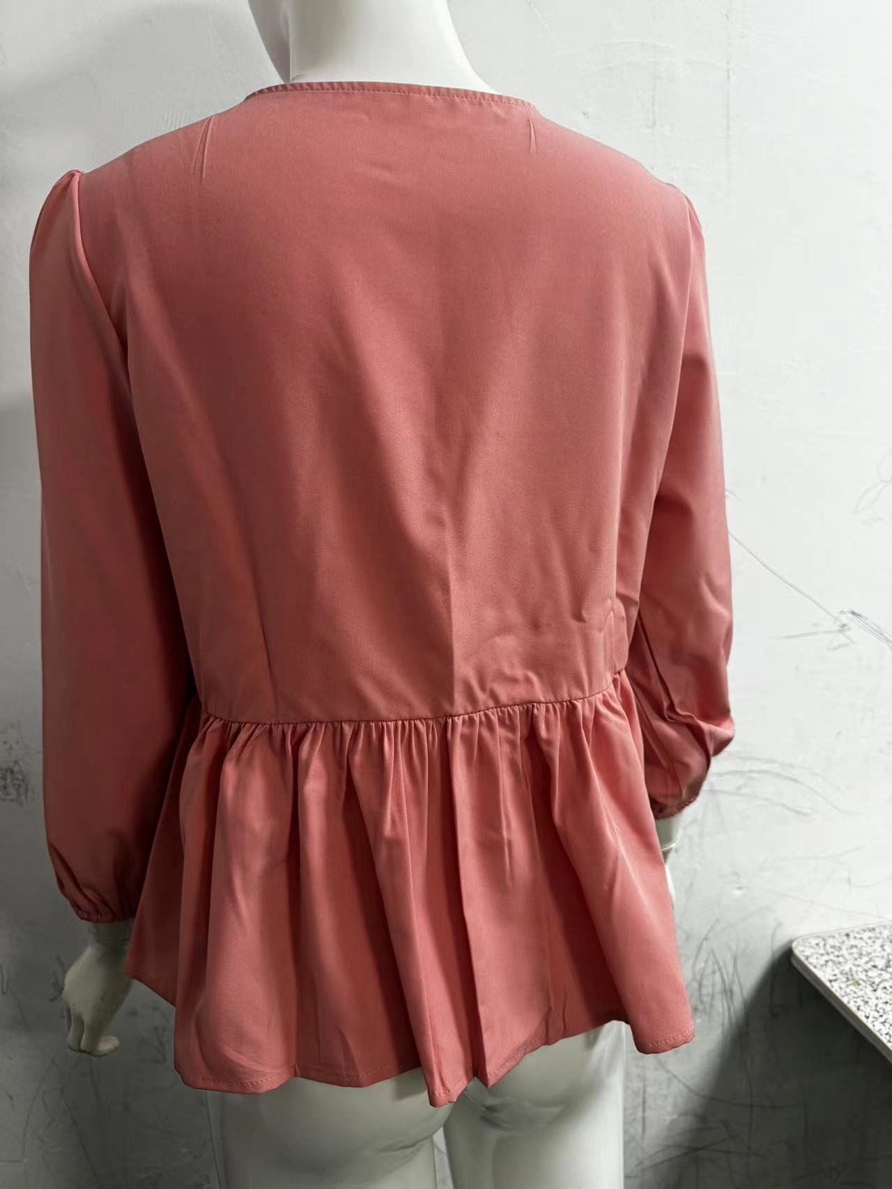 Women Fall Casual Lace-Up Top Lace-Up Shirt 22