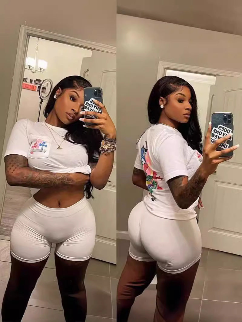 Women Casual Sports Top and Shorts two-piece set 4