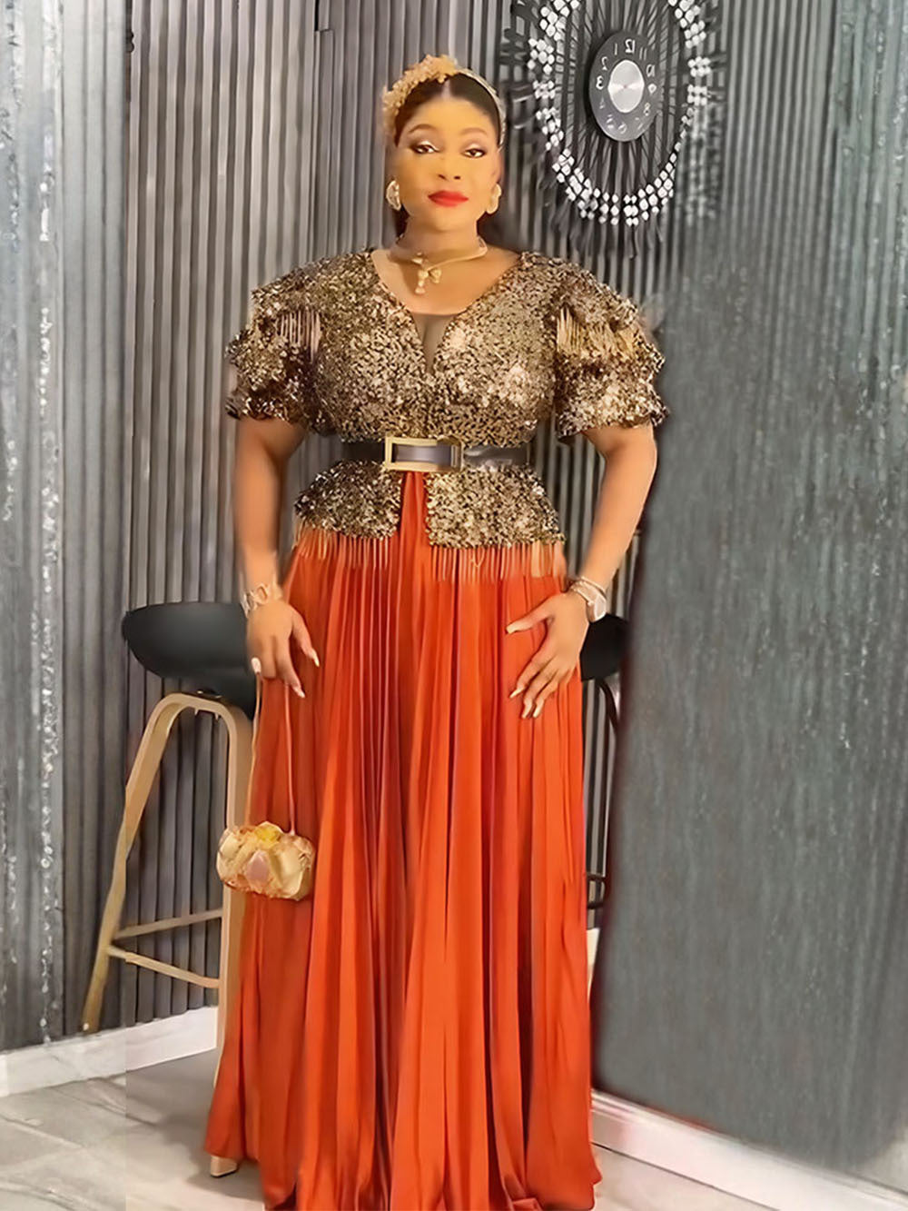 Plus-size African Women elegant sequin dress Dresses 5