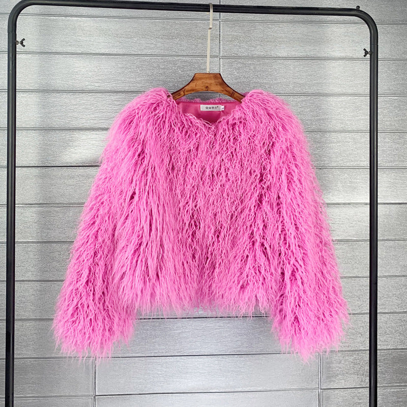 Fur Coat Solid Color Ladies Cropped Coat 27