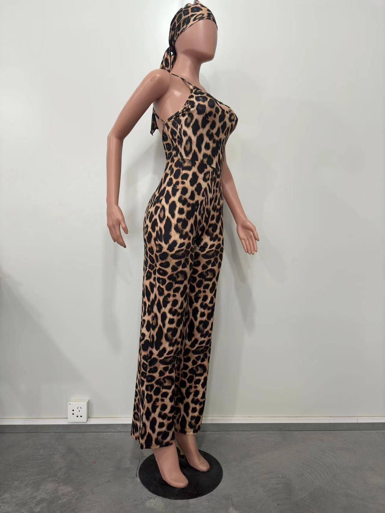 Summer Women's Leopard Print Camisole Jumpsuit 12