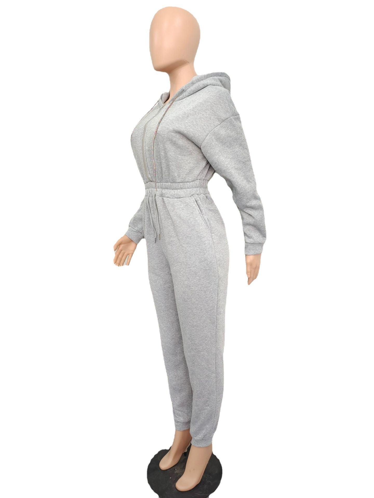 Sexy Women'S Hooded Solid Color Long Sleeve Casual Jumpsuit 16