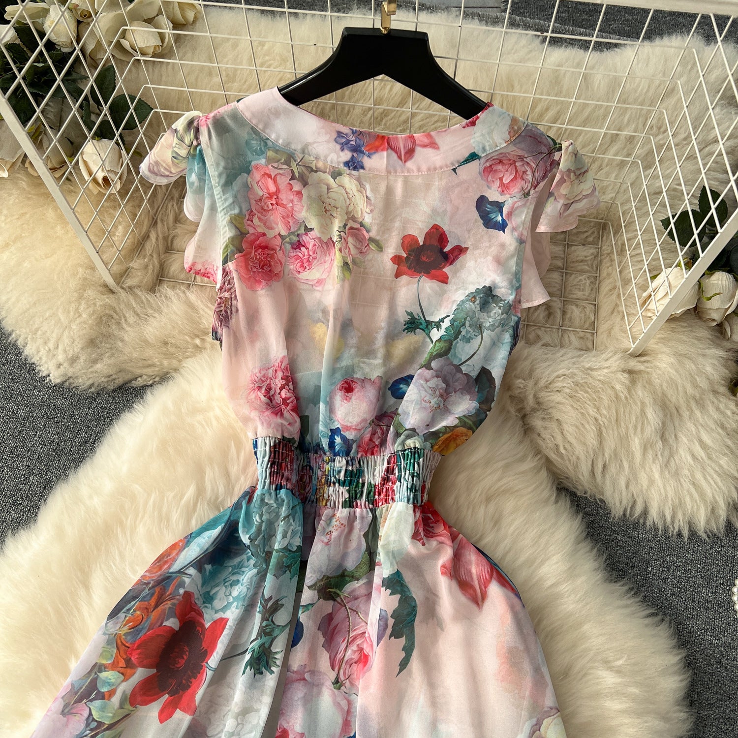 Women Holidays Sexy V Neckchiffon Ruffle Dress 17