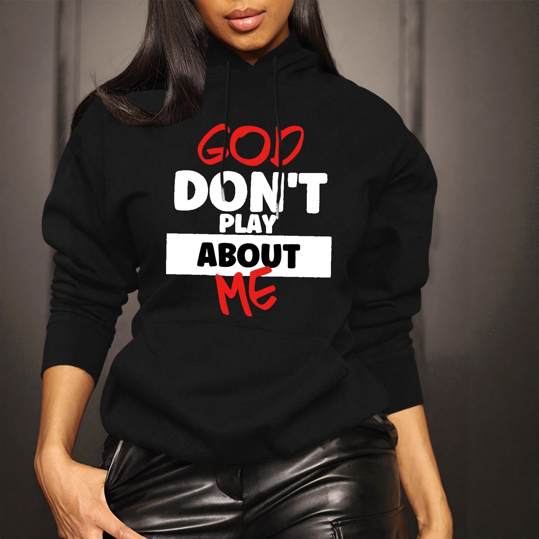 Women Fall/Winter Hooded Letter Print Long-Sleeved Top 6