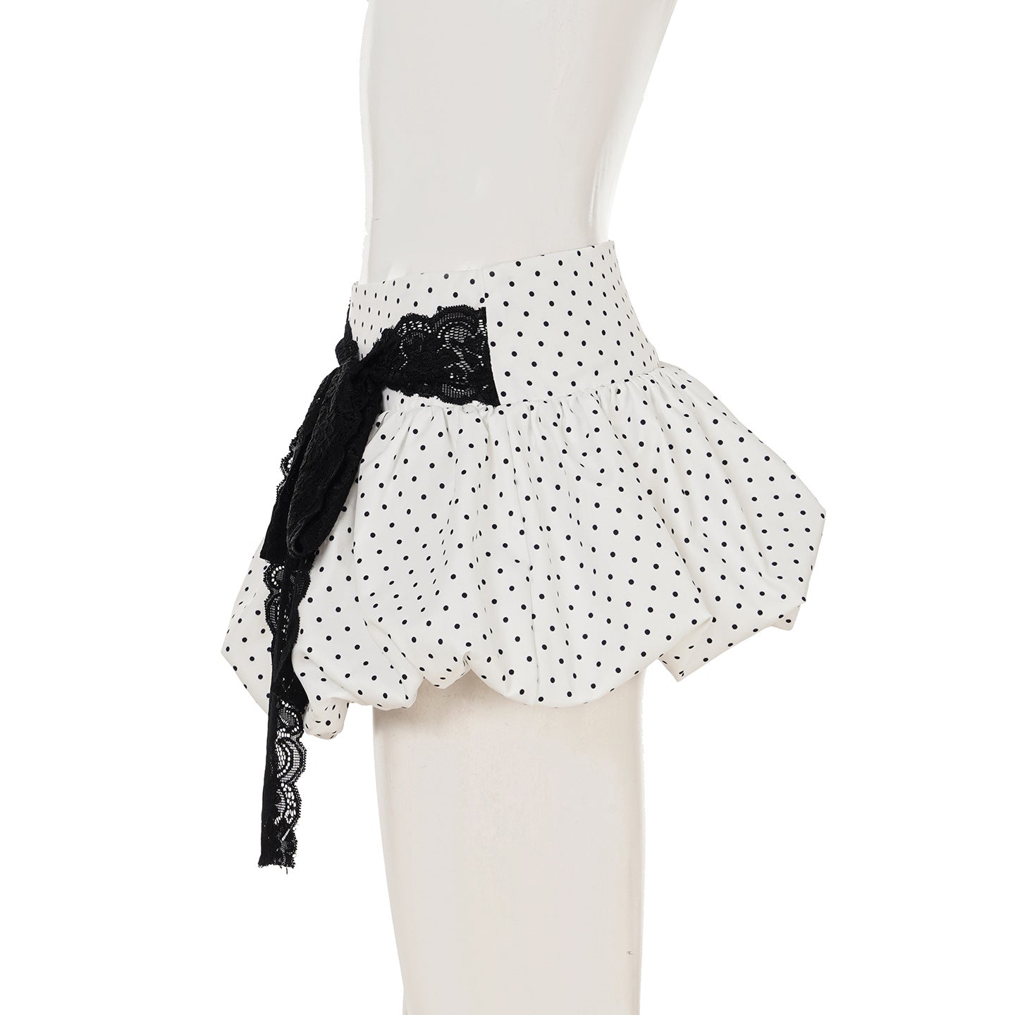 Women Summer French Lace Polka Dot Contrast Flower Bud Mini Dress 8