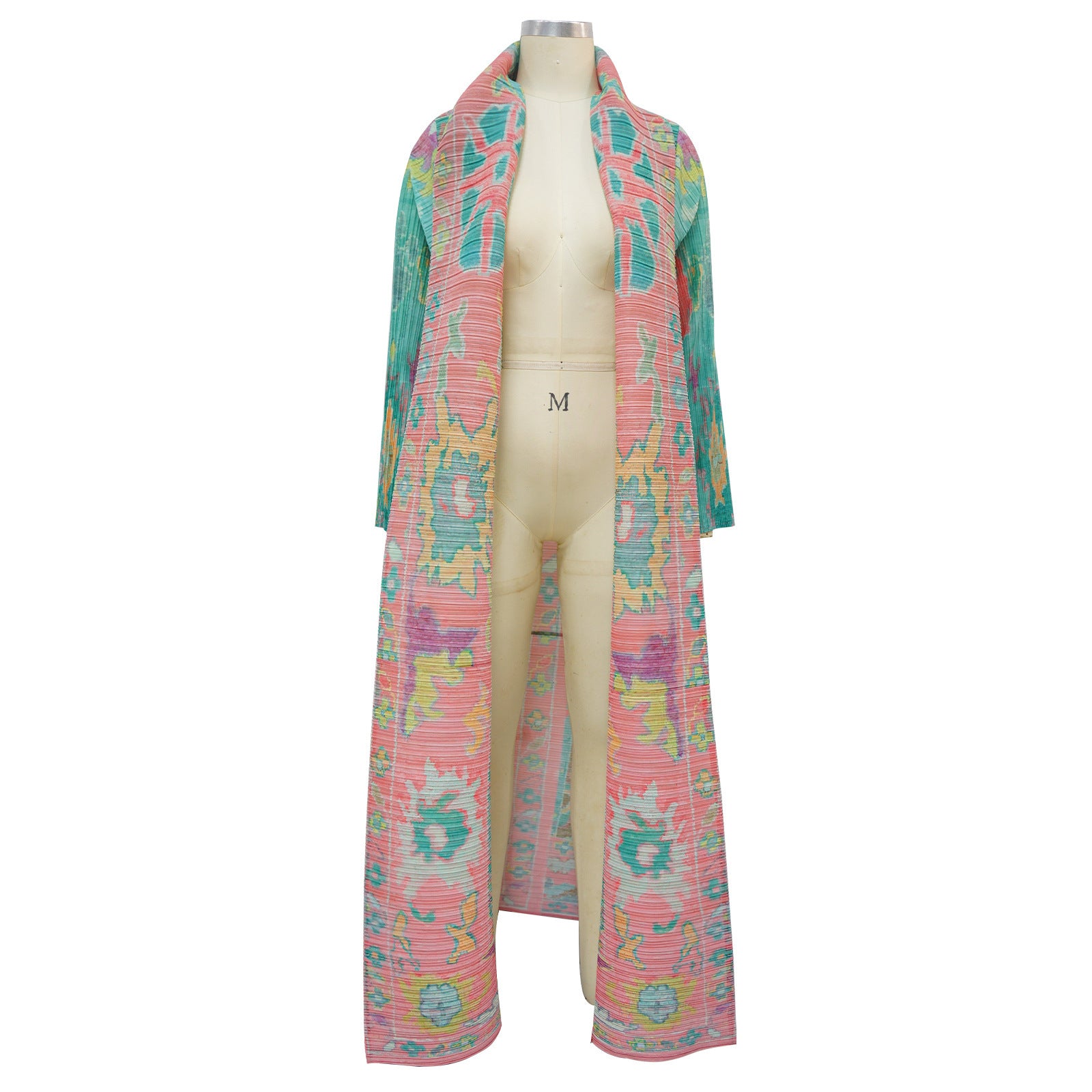 Pleated Printed Plus Size Long Jacket for Women 13