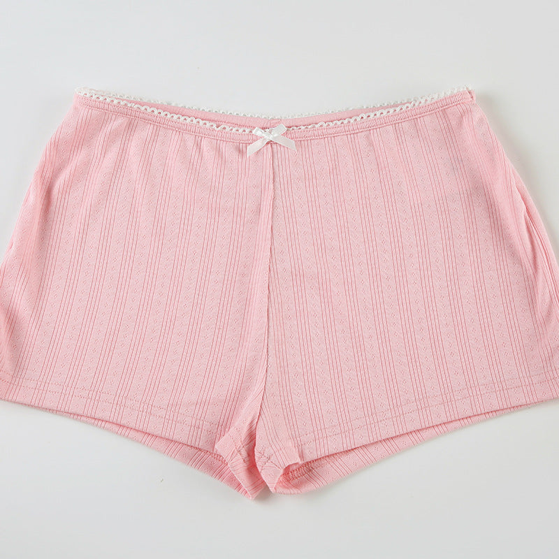 Summer Home Set Lace Bow Straps Top & Shorts Pajamas Casual Two-Piece Set 20