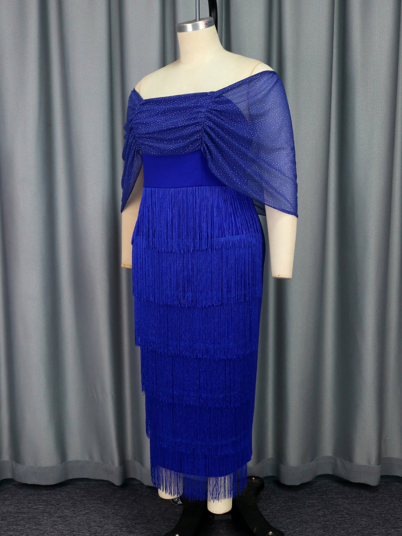 Women Elegant Square Neck Flowing Tassel Party Dresses 4