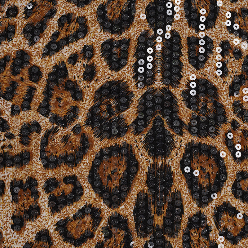 Sexy Side Lace-Up Leopard Print Bodycon Short Skirt with Sequins 15