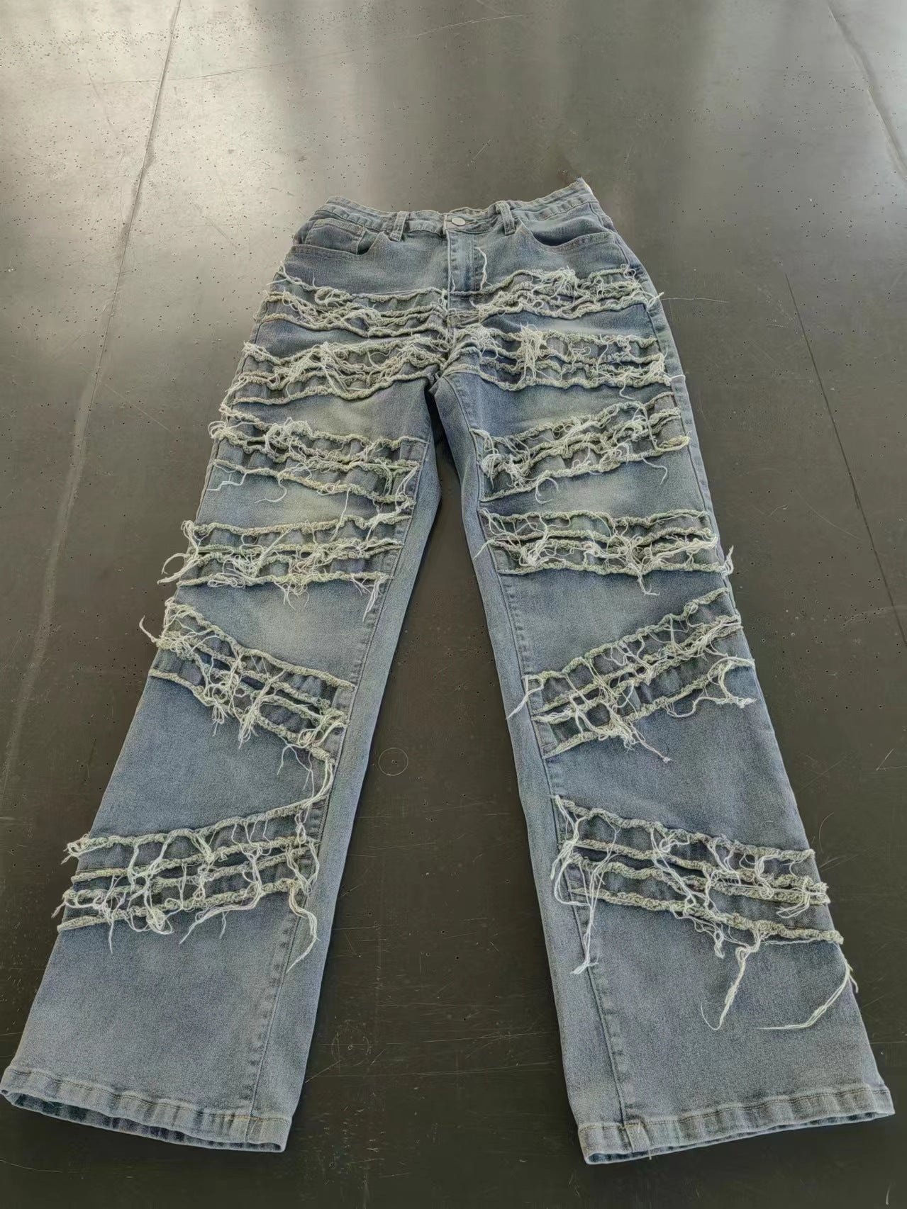 Summer Denim Ripped Straight Tassel Fashion Casual Denim Pants 7