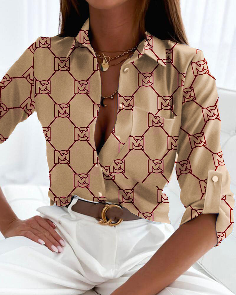 Women Long Sleeve Printed Shirt Top 6