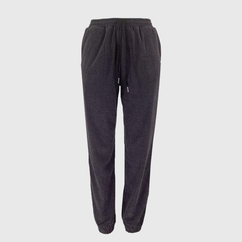 corduroy solid color Round Neck pullover long-sleeved two-piece fashion trouser suit women 23