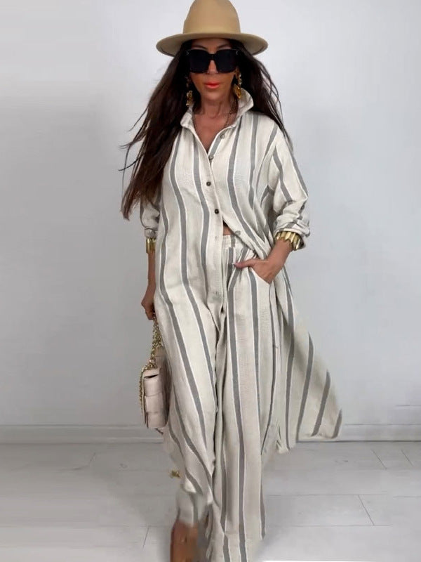 Summer Elegant Sexy V-Neck Top Printed Wide-Leg Pants Two-Piece Set 5