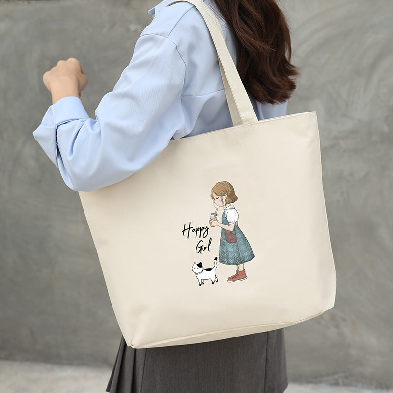 Women Canvas Bag Single Shoulder Handbag Tote Bag 10