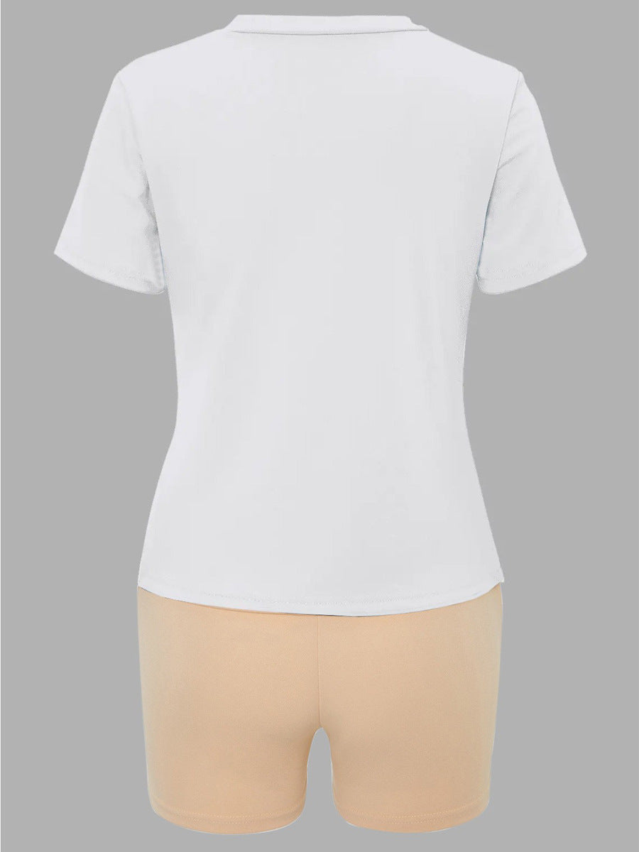 Women printed T-shirt and shorts two-piece set 5