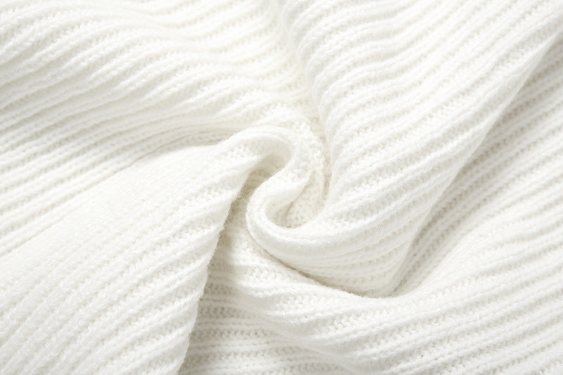 Women's Autumn Sexy Knitting Crochet Halter Neck Camisole Color Block Slim Skirt Set 17